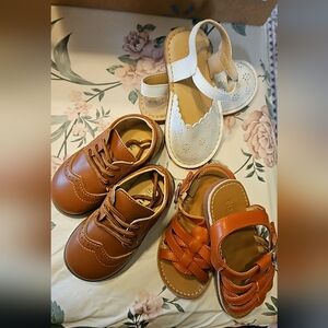 Classic Toddler Dress Shoes and Sandals - Brown & White